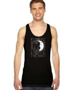 Tarot Card Crescent Moon And Cat Tank Top