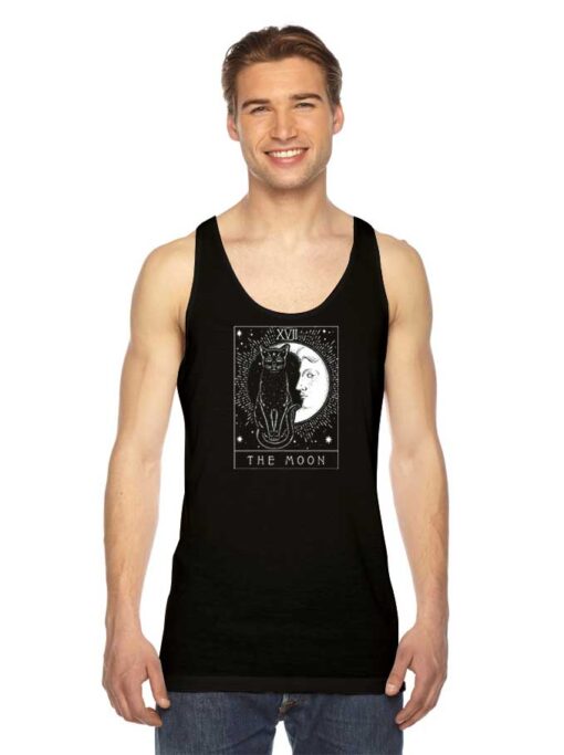 Tarot Card Crescent Moon And Cat Tank Top