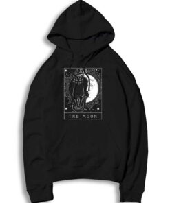 Tarot Card Crescent Moon And Cat Hoodie