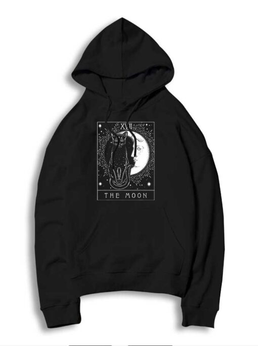 Tarot Card Crescent Moon And Cat Hoodie