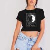 Tarot Card Crescent Moon And Cat Crop Top Shirt