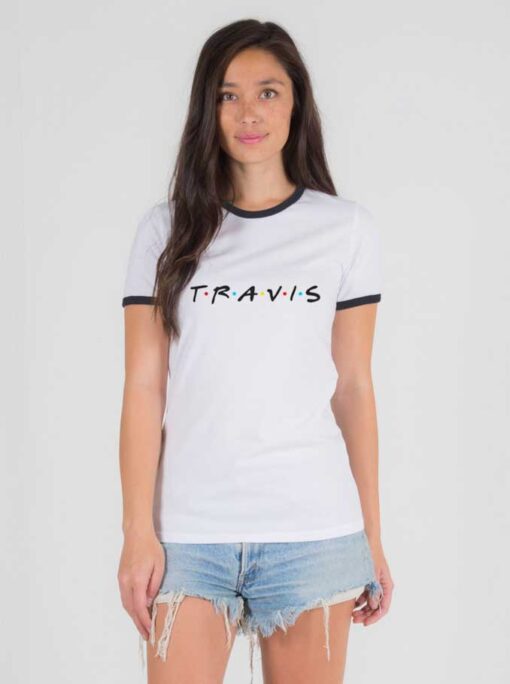 Travis Friends TV Show Style Logo Ringer Tee