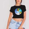 Travis Scott Astroworld Earth Globe Smiley Crop Top Shirt