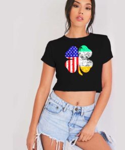 Vintage St Patrick’s Day Irish American Flag Crop Top Shirt