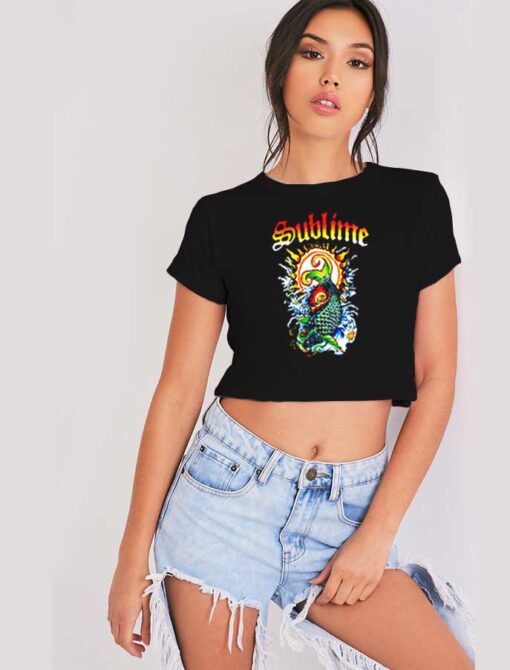 Vintage Sublime Koi Fish Aesthetic Logo Crop Top Shirt