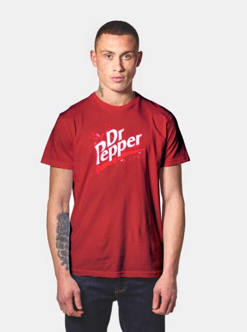 Vintage Thermal Splatter Dr Pepper Logo T Shirt