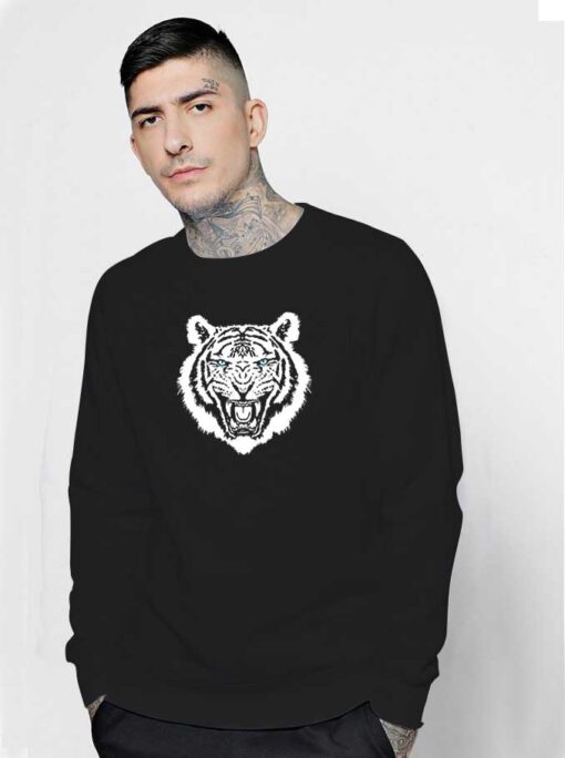 White Tiger Striped Animal Art Sweatshirt