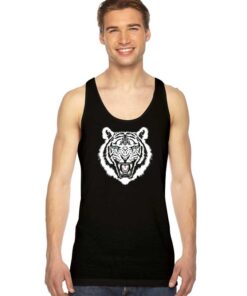 White Tiger Striped Animal Art Tank Top