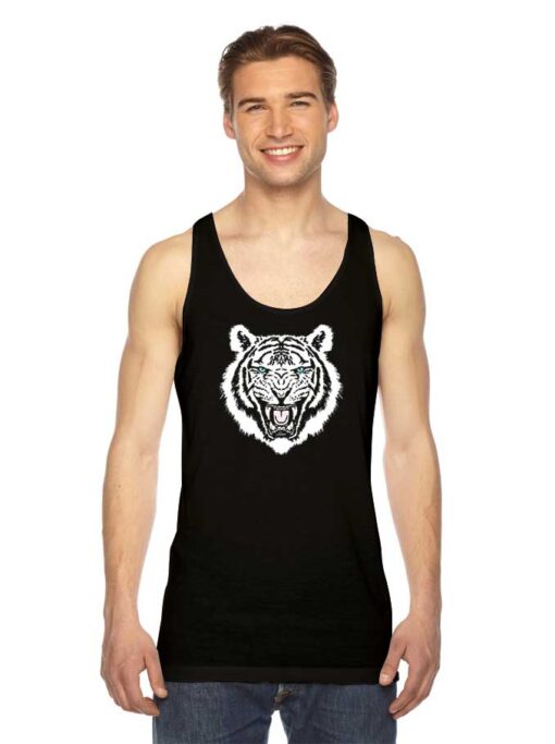 White Tiger Striped Animal Art Tank Top