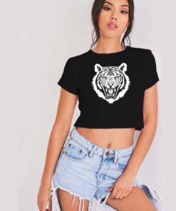 White Tiger Striped Animal Art Crop Top Shirt