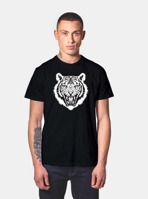 White Tiger Striped Animal Art T Shirt