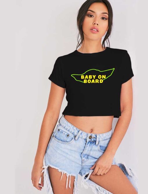 Baby On Board Baby Yoda Head Logo Crop Top Shirt