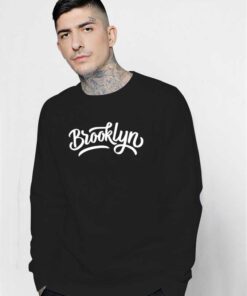 Brooklyn Word Typography Jersey Logo Sweatshirt