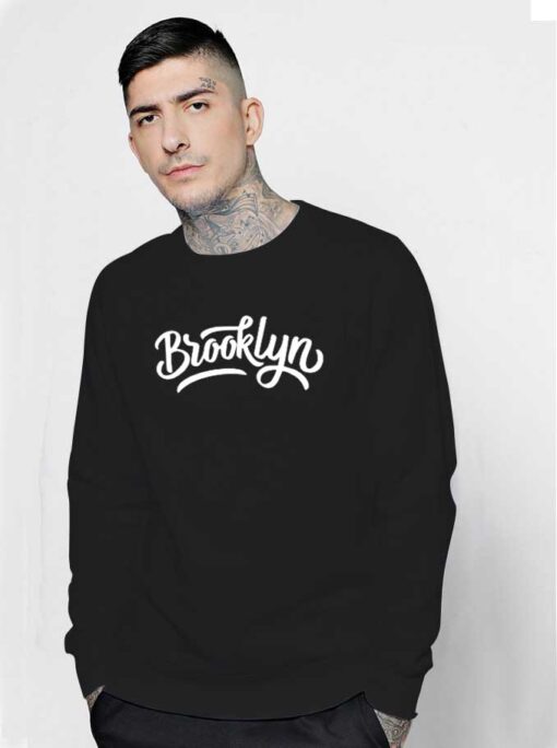 Brooklyn Word Typography Jersey Logo Sweatshirt