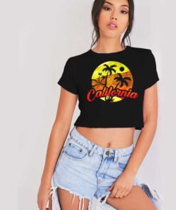 California Retro Surf Vintage Surfer Beach Crop Top Shirt