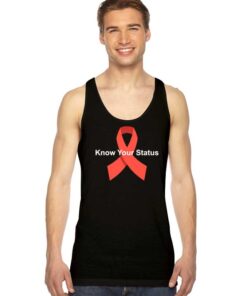 HIV Aids Know Your Status Red Ribbon Logo Tank Top