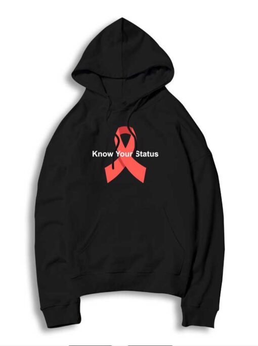 HIV Aids Know Your Status Red Ribbon Logo Hoodie