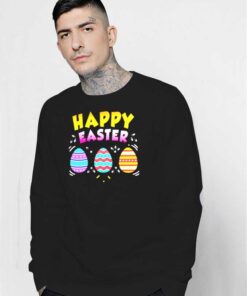 Happy Easter Day Colorful Egg Hunting Logo Sweatshirt