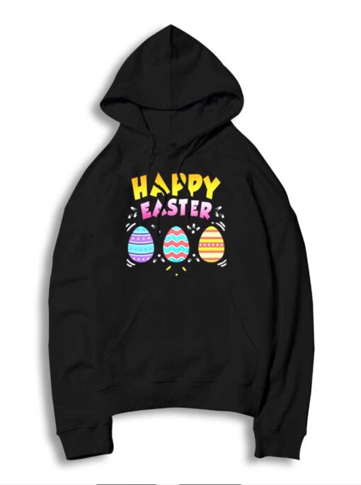 Happy Easter Day Colorful Egg Hunting Logo Hoodie