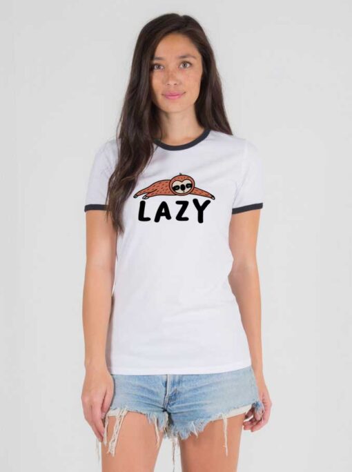 Lazy Sloth Sleepy Animal Cute Ringer Tee