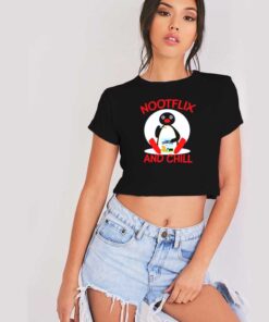 Nootflix And Chill Penguin Netflix Logo Crop Top Shirt