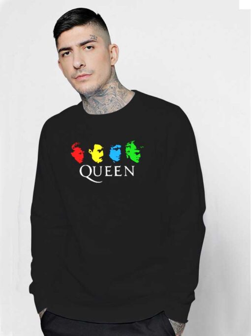 Queen Band Colorful Member Face Logo Sweatshirt