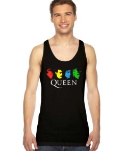 Queen Band Colorful Member Face Logo Tank Top