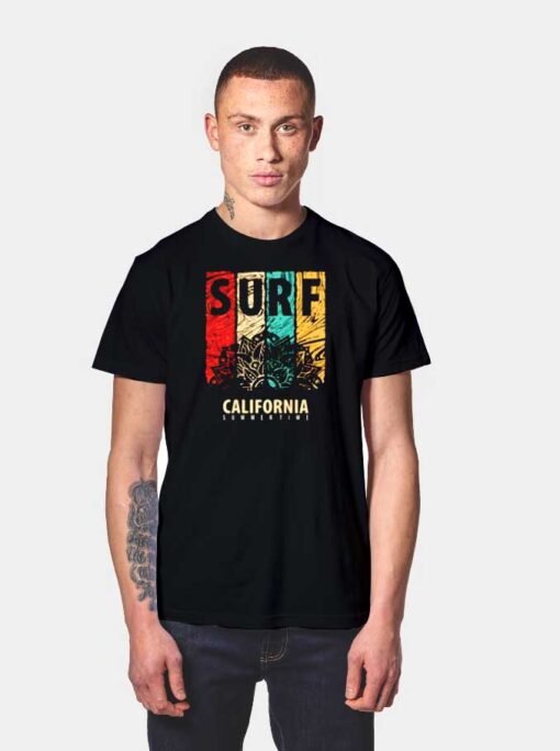 Surf California Summertime Flower Logo T Shirt