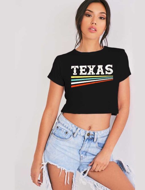 Texas Rainbow Stripes Logo Vintage Crop Top Shirt Custom