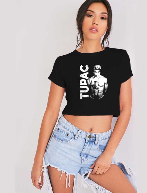 Tupac Shakur Thug Life Holding Pistol Crop Top Shirt