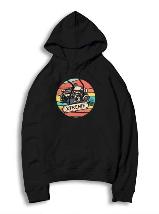 Vintage 4WD Offroad Car Extreme Logo Hoodie