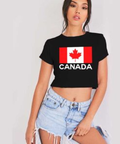 Vintage Canada Flag Maple Leaf Logo Crop Top Shirt