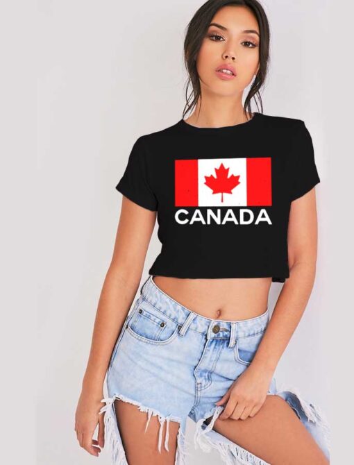 Vintage Canada Flag Maple Leaf Logo Crop Top Shirt