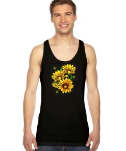 Yellow Sunflower Floral Watercolor Art Tank Top