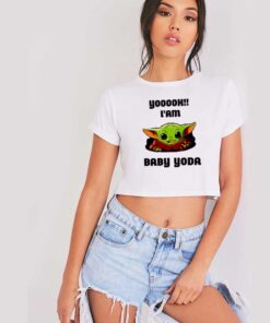 Yoooh Hello I Am Baby Yoda Quote Crop Top Shirt