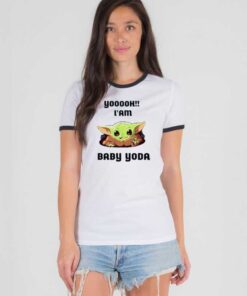 Yoooh Hello I Am Baby Yoda Quote Ringer Tee