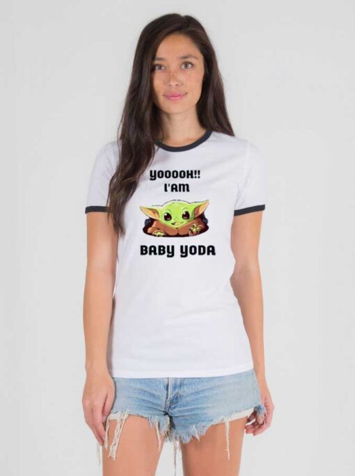 Yoooh Hello I Am Baby Yoda Quote Ringer Tee