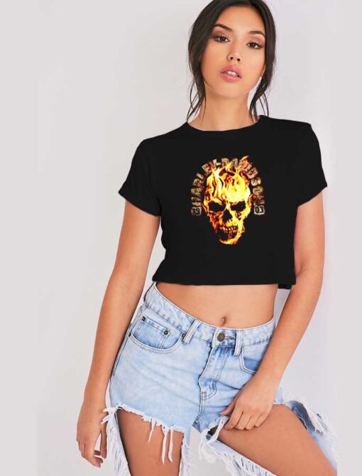 Harley Davidson 1903 Blazing Skull Logo Crop Top Shirt