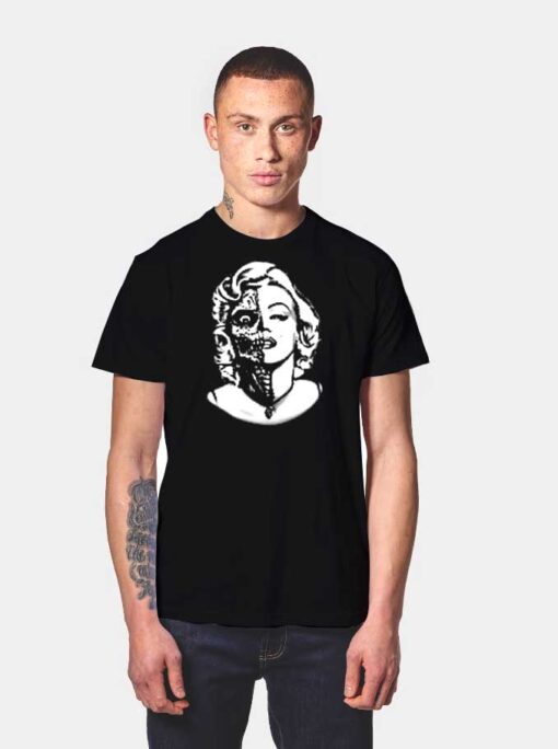 Marilyn Monroe Undead Skull Face T Shirt