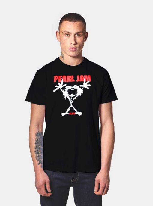 Pearl Jam Stickman Alive Logo T Shirt