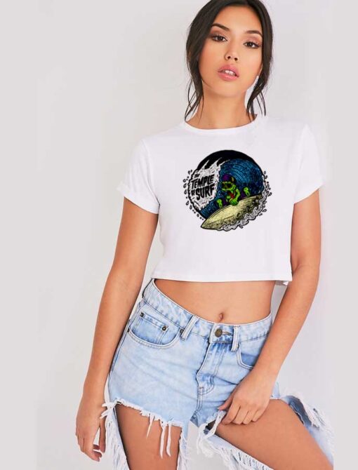 The Temple Of Surf Skeleton Surfing Crop Top Shirt