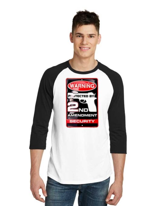 Warning Protected By 2nd Amendment Security Raglan Tee