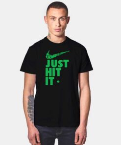 Weed Just Hit It Nike Logo Parody T Shirt