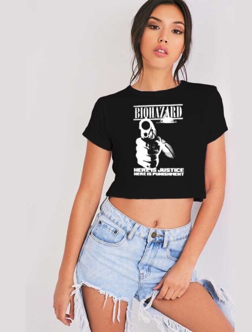 Biohazard Here Is Justice Here Is Punishment Crop Top Shirt