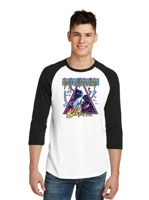 Def Leppard Hysteria Band Logo Raglan Tee