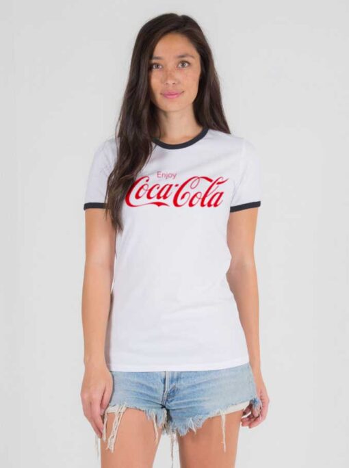 Enjoy Coca-Cola Soda Soft Drink Ringer Tee