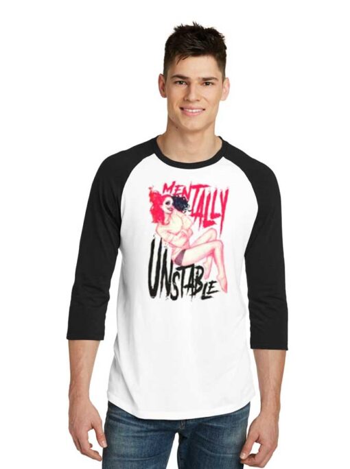 Harley Quinn Mentally Unstable Mind Raglan Tee