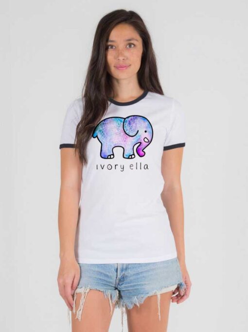 Ivory Ella Elephant Art Ringer Tee