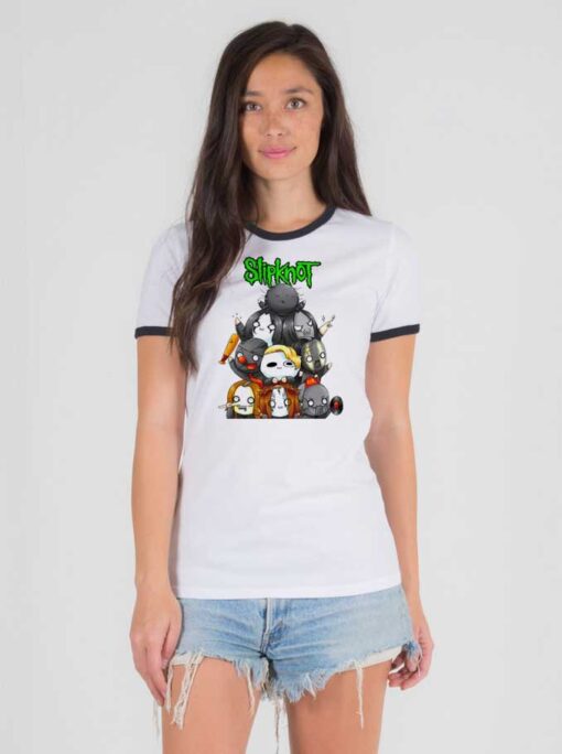 Slipknot Chibi Style Cartoon Band Ringer Tee