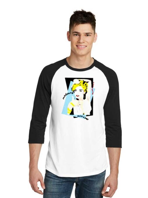 Madonna Licensed Strike A Pose Retro Raglan Tee